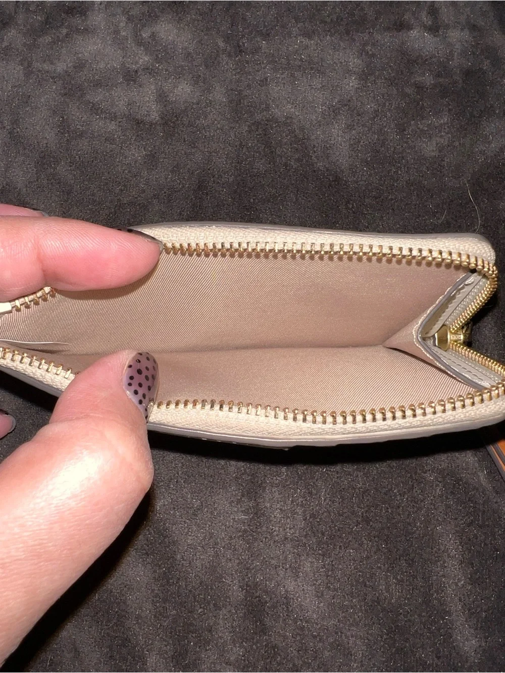 Tory Burch Ivory Monogram Patent Leather Card Case Wristlet